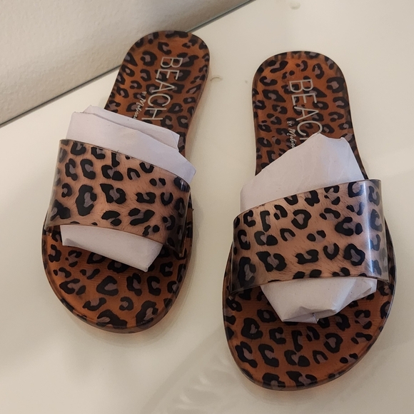 BEACH Leopard Print Women's Slides - Picture 2 of 4